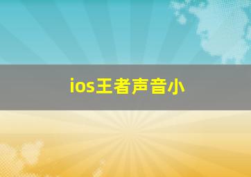 ios王者声音小