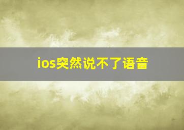 ios突然说不了语音