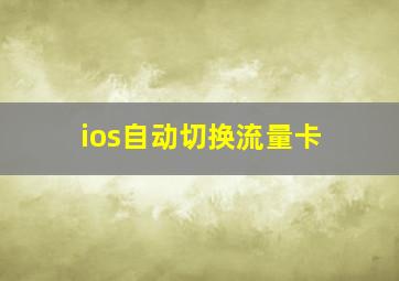 ios自动切换流量卡