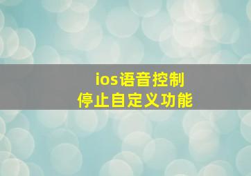 ios语音控制停止自定义功能