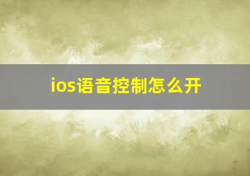 ios语音控制怎么开