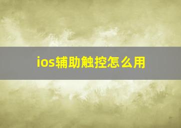 ios辅助触控怎么用