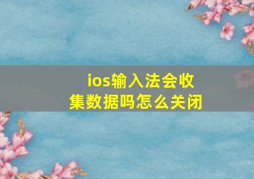 ios输入法会收集数据吗怎么关闭