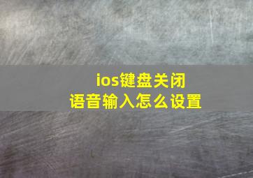 ios键盘关闭语音输入怎么设置