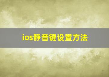 ios静音键设置方法