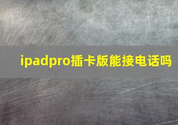 ipadpro插卡版能接电话吗