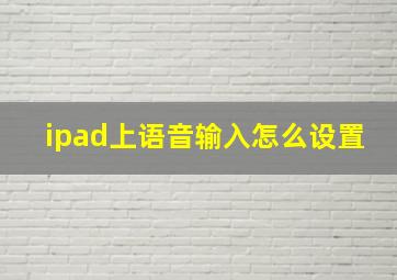 ipad上语音输入怎么设置