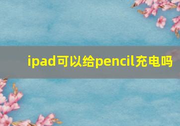 ipad可以给pencil充电吗