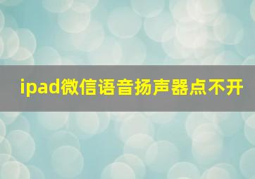 ipad微信语音扬声器点不开