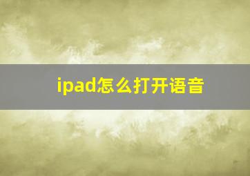 ipad怎么打开语音