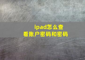 ipad怎么查看账户密码和密码