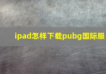 ipad怎样下载pubg国际服