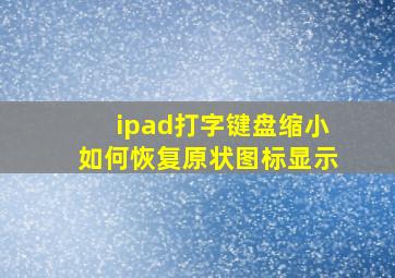 ipad打字键盘缩小如何恢复原状图标显示