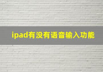 ipad有没有语音输入功能