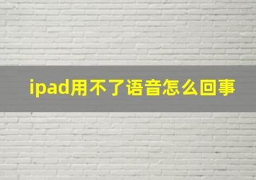 ipad用不了语音怎么回事