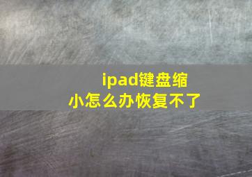 ipad键盘缩小怎么办恢复不了