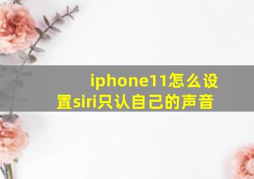 iphone11怎么设置siri只认自己的声音