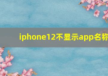 iphone12不显示app名称