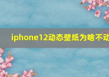 iphone12动态壁纸为啥不动