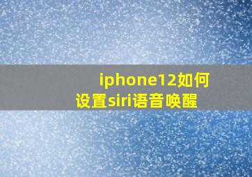 iphone12如何设置siri语音唤醒