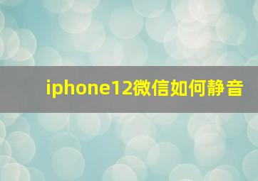 iphone12微信如何静音