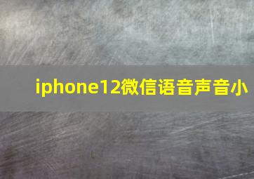 iphone12微信语音声音小