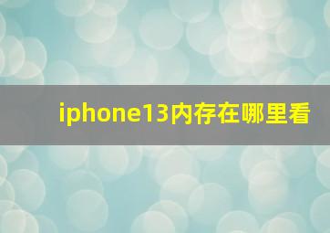 iphone13内存在哪里看