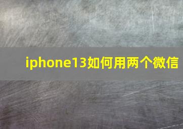 iphone13如何用两个微信