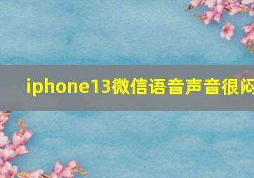 iphone13微信语音声音很闷