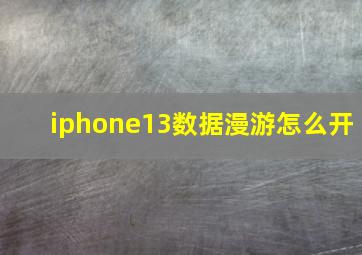 iphone13数据漫游怎么开