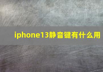 iphone13静音键有什么用