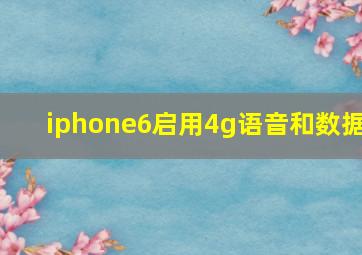 iphone6启用4g语音和数据