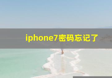 iphone7密码忘记了