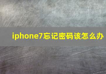 iphone7忘记密码该怎么办