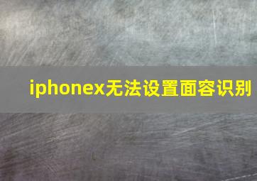 iphonex无法设置面容识别