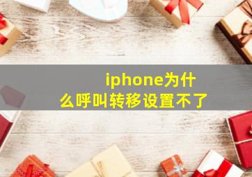 iphone为什么呼叫转移设置不了