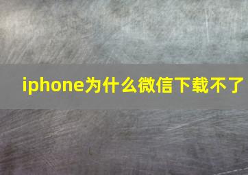 iphone为什么微信下载不了