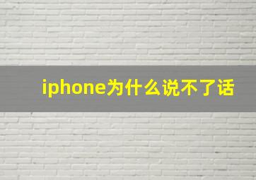 iphone为什么说不了话