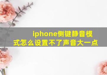 iphone侧键静音模式怎么设置不了声音大一点