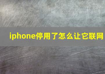 iphone停用了怎么让它联网