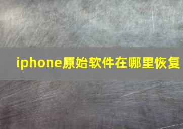 iphone原始软件在哪里恢复