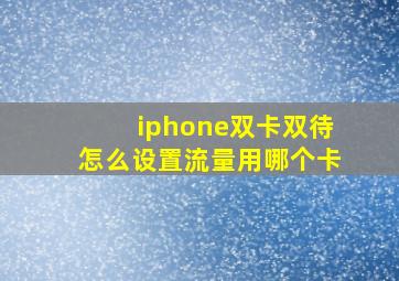 iphone双卡双待怎么设置流量用哪个卡