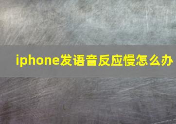 iphone发语音反应慢怎么办