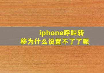 iphone呼叫转移为什么设置不了了呢