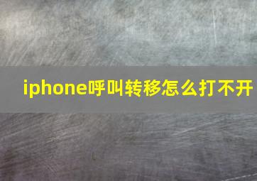 iphone呼叫转移怎么打不开