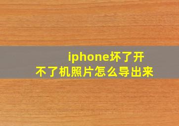 iphone坏了开不了机照片怎么导出来