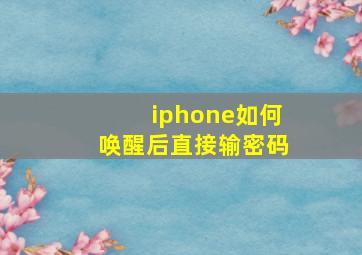 iphone如何唤醒后直接输密码