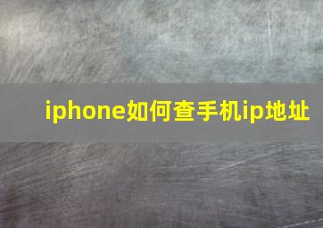 iphone如何查手机ip地址