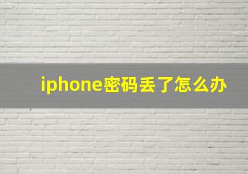 iphone密码丢了怎么办