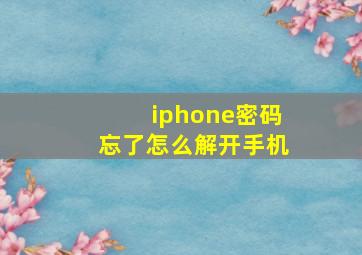 iphone密码忘了怎么解开手机